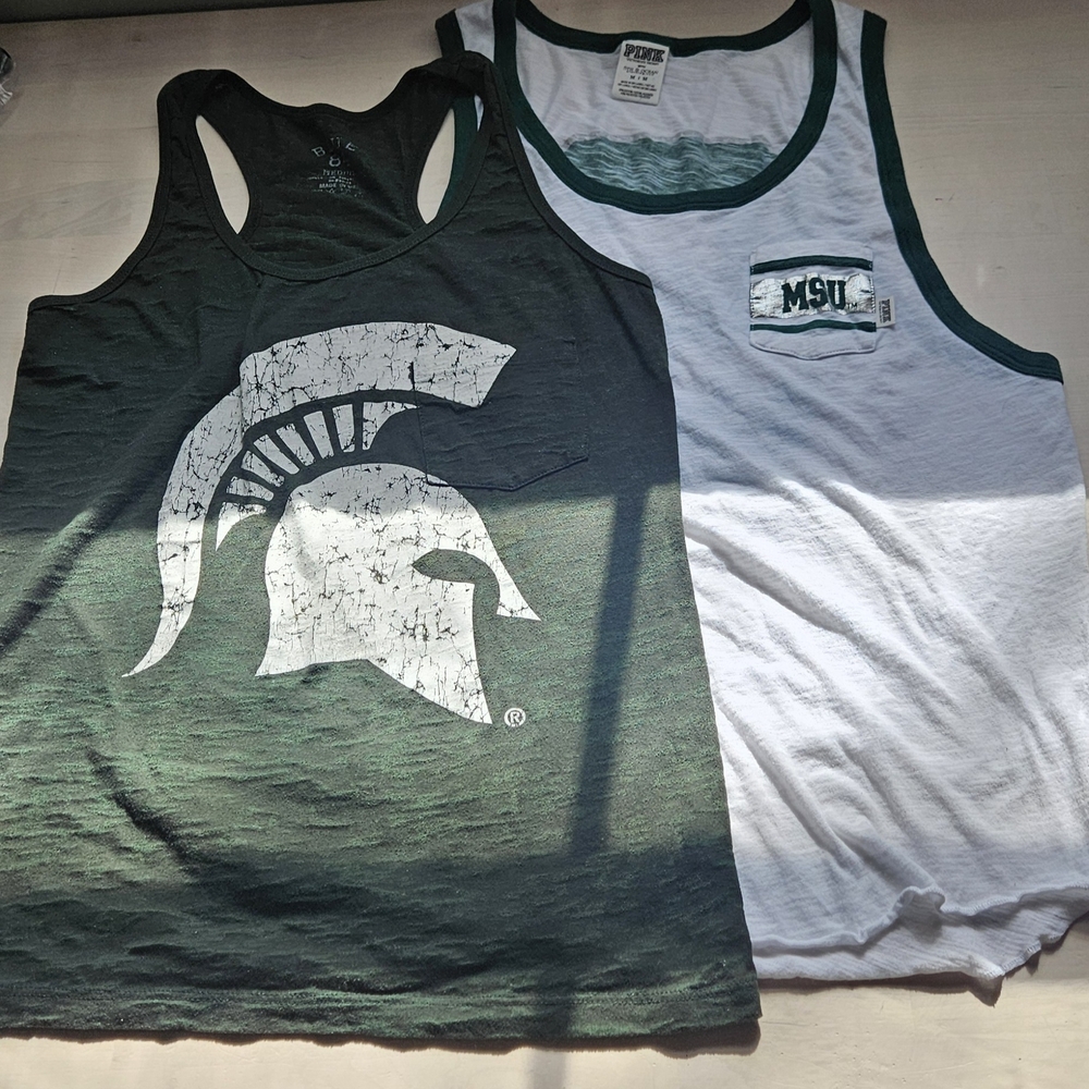 MSU Green and White Tank Tops
